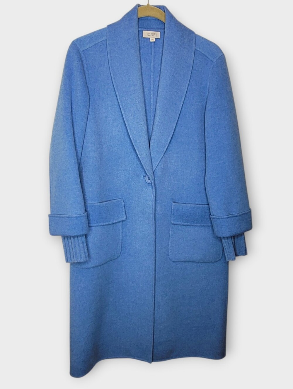 Kinross Cashmere Shawl Collar Coat S Blue